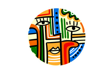 abstract face illustration in a contemporary cubism style. 