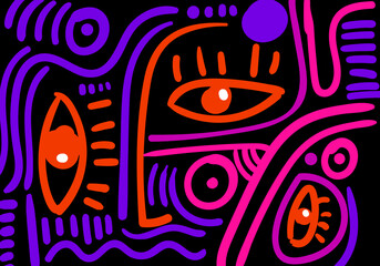 abstract face illustration in a contemporary cubism style. 