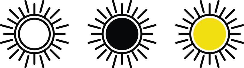 Sun icon, solar symbol. Editable Stroke. Vector illustration