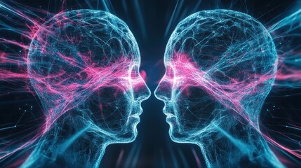 Fototapeta premium AI-Powered Digital Twin Mirroring Human Brain Activity