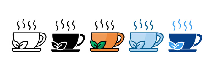 Herbal Tea Icon Set Multiple Style Collection