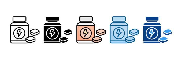 Energy Gummies Icon Set Multiple Style Collection