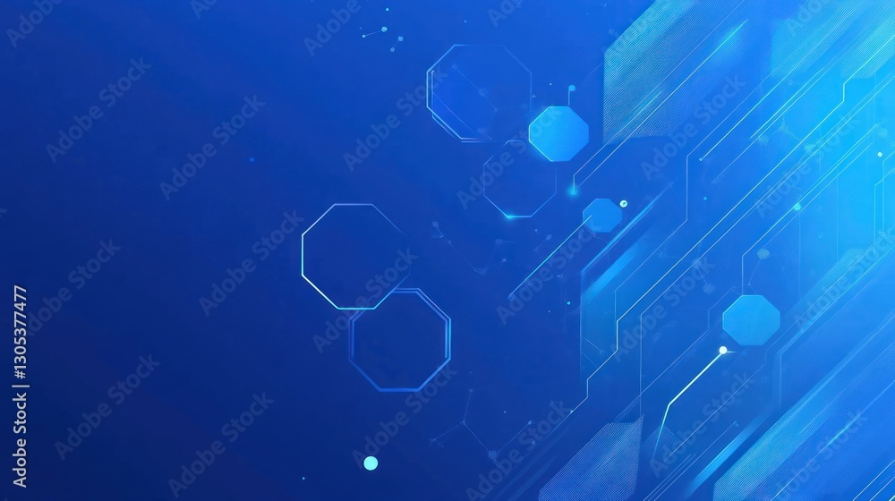 Poster abstract digital technology background with glowing hexagons and lines. possible use website backgro