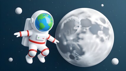 Cartoon astronaut's moon walk