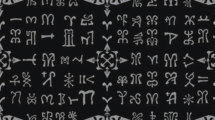 Mystical Script: Mysterious symbols and intricate patterns etched against a dark backdrop evoke a sense of ancient knowledge and untold secrets. 