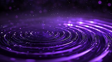 Purple spiral abstract art with glittering particles and dark, dreamy background