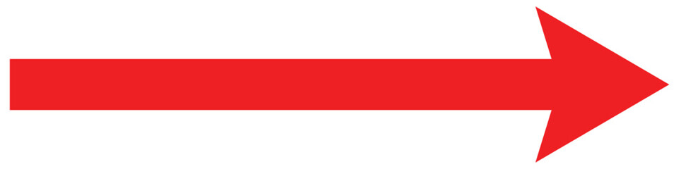 Long arrow icon vector. Red long arrow icon. Arrow pointing to the right.