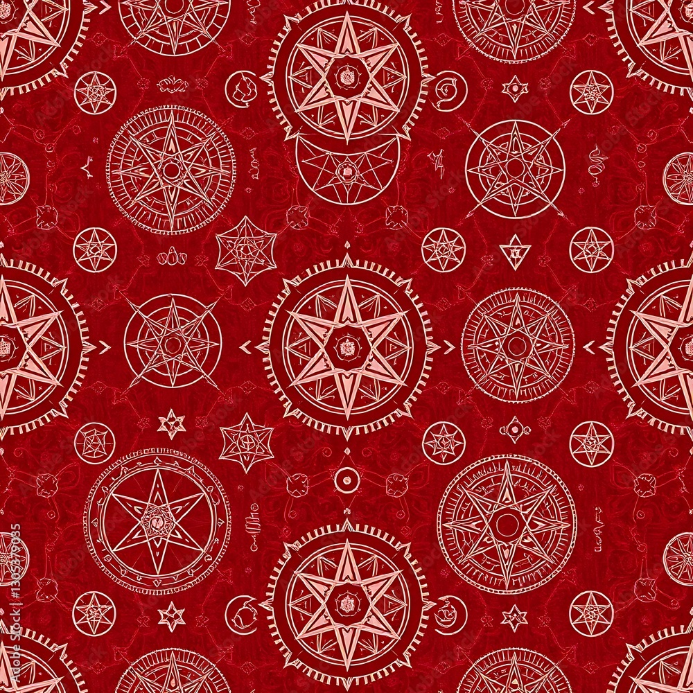 Poster celestial enchantment: a tapestry of ancient mystic symbols, with celestial navigation star diagrams