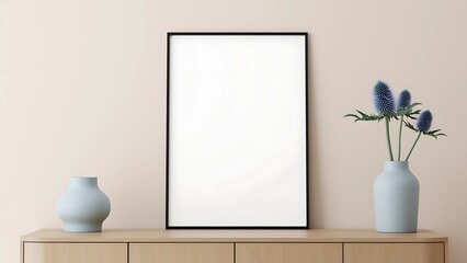 Modern Home Interior with White Poster and Black Frame