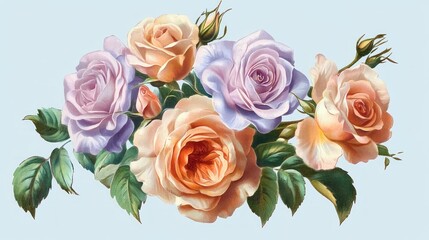 Fototapeta premium Pastel Roses Bouquet