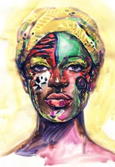 Gordijnen abstract woman portrait. watercolor painting. illustration © Anna Ismagilova