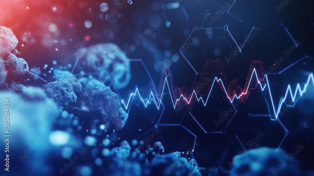 Poster abstract data visualization, dynamic chart, science background, possible use in tech presentations