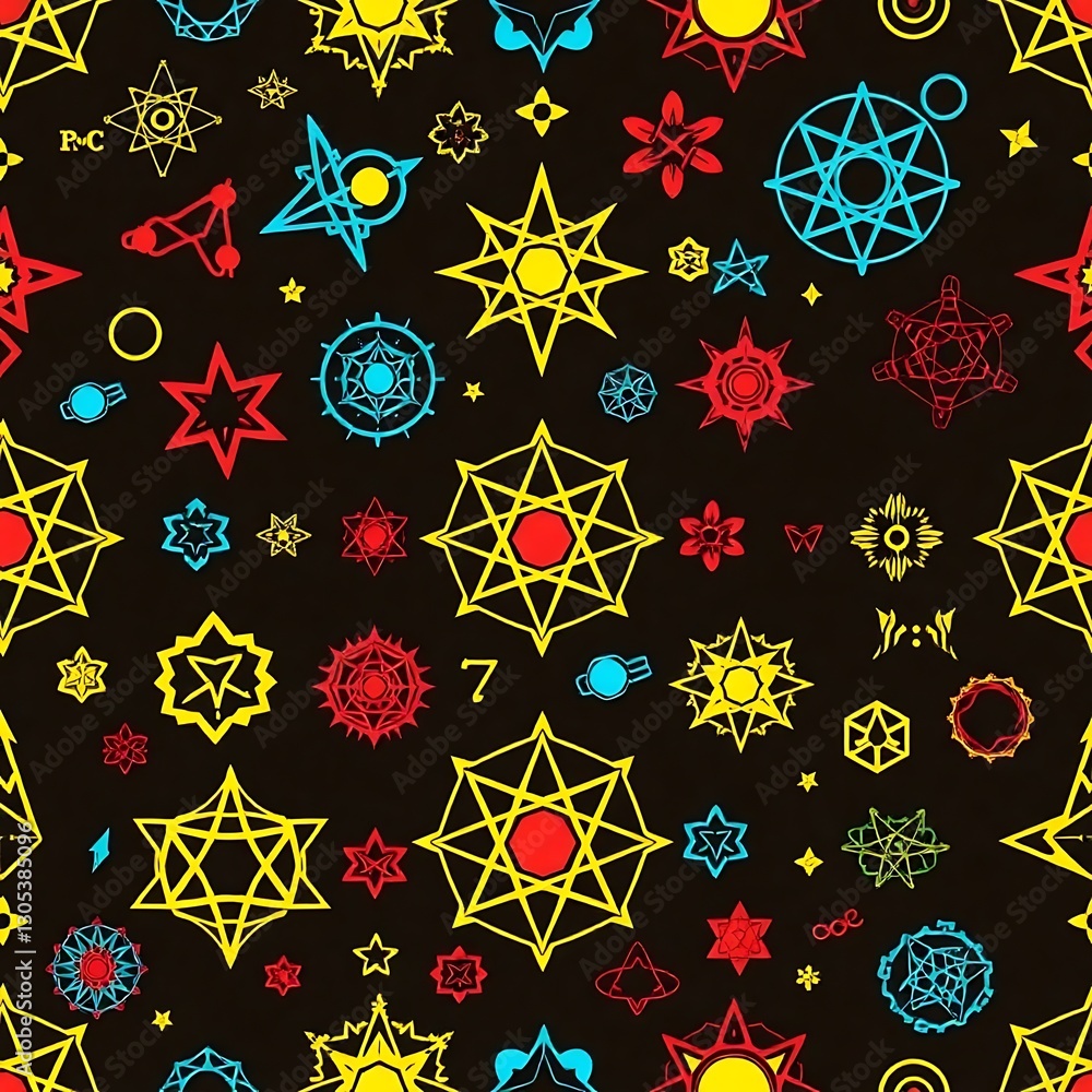 Aufkleber cosmic symphony: a mesmerizing mosaic of colorful geometric patterns, evoking a sense of interstella