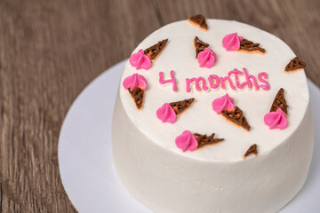 Four months (inscription in Russian) - homemade bento cake