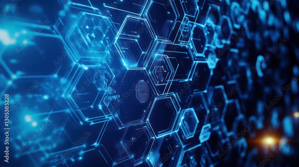 Poster abstract digital hexagon network background. possible use technology, innovation, future