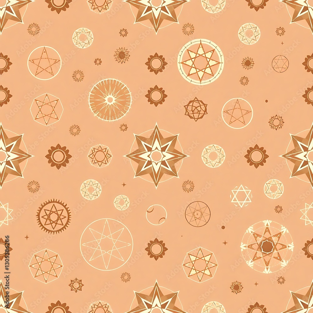 Poster geometric pattern: a captivating seamless pattern of intricate geometric shapes, including stars and