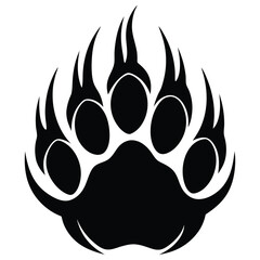 Strong Bear Claw Print Graphic Design, Minimalist Bear Paw Silhouette Clipart