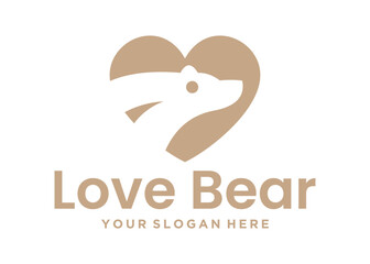Bear Love Logo Design, Modern Logo, Logo Design.
