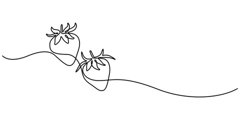 Vector strawberry with one line style and spots, Single continuous line drawing of organic strawberry for fruit icon fresh berries fruitage concept, Vector illustration with continuous line drawing.