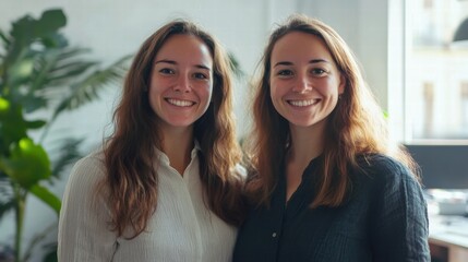 Happy Female Colleagues Posing Together in Bright Setting
