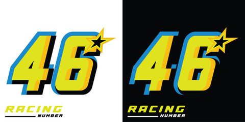 Racing number 46 with star,racing,racing starting number,sports racing number