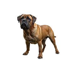 Fototapeta premium Confident Bullmastiff showcasing strength and loyalty isolated against a white background Muscular build and determined expression captured