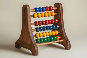 Colorful wooden abacus used for learning basic math skills in a classroom setting