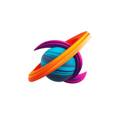 3d Planetary rings logo render