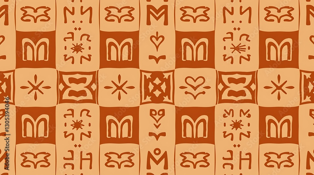 Poster ornamental pattern design: an eye-level shot of an intricate brown ornamental pattern creating a sea