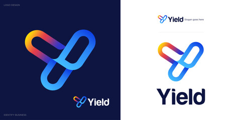 Y letter logo design, Vibrant Y Initial Logo with colorful gradient style, Simple modern Y symbol icon inspirations, Creative concept Dynamic Y Logo for business and technology or Brand Identity.