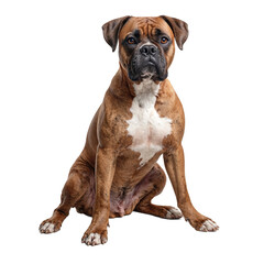 Obraz premium Majestic Boxer dog exuding strength and warmth with a short coat and charming expression against a clean white backdrop