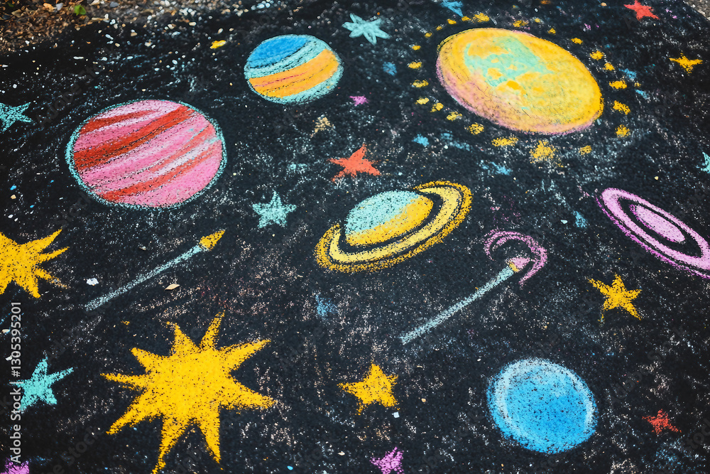 Poster generative ai photo of kids playing with chalk creating colorful masterpieces