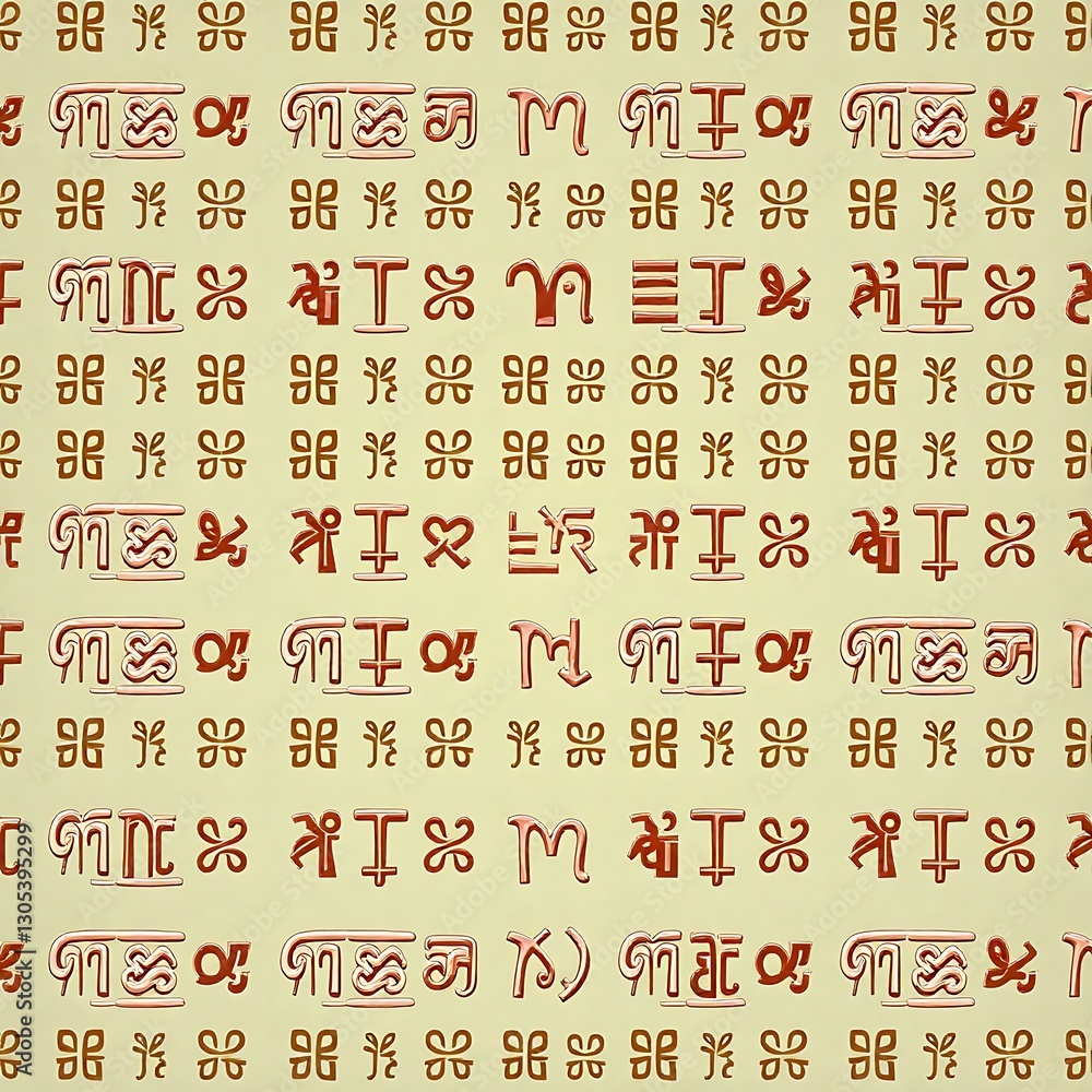 Poster ancient symbols: a visually stunning pattern comprised of intricate, stylized symbols arranged in a 