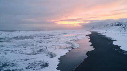 iceland winter dawn beach