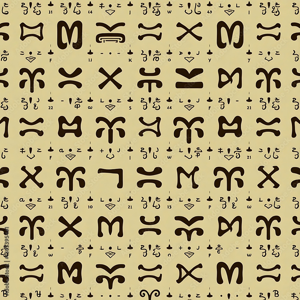 Poster symbolic pattern: intricate symbols arranged in a repeating pattern, reflecting the rich heritage an