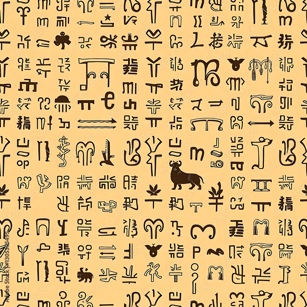 Poster ancient script: a close-up view of an ancient script pattern, evoking a sense of history, mystery, a