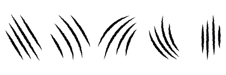 Claws scratches icons set in black on white background