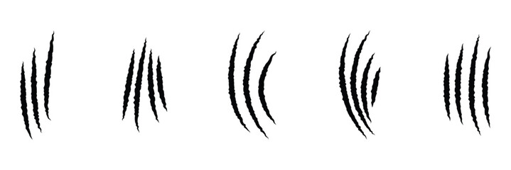 Claw Scratches icons. Claw scratches silhouette trendy minimal icons. Wild animal marks, Predator attacks, Scratch patterns icons. Design signs for social media, app, web design. Vector illustration.