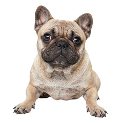 Obraz premium Adorable pug with wrinkled face and round eyes exuding charm and playfulness on a white background
