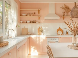 A bright and modern kitchen with a minimalist design style