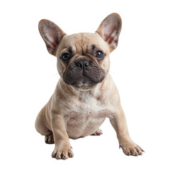 Obraz premium Adorable French Bulldog with bat like ears short compact body and affectionate gaze standing out on a crisp white backdrop