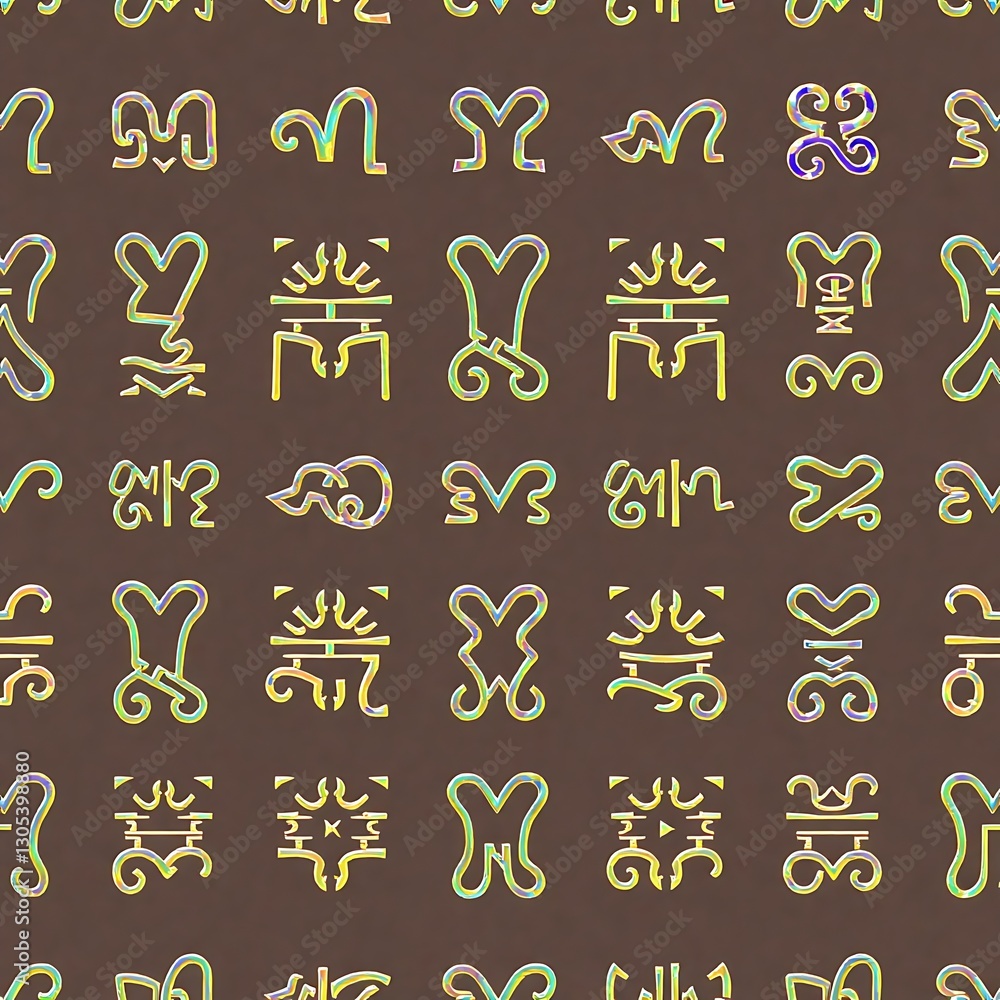 Poster abstract geometric pattern: a seamless pattern featuring iridescent, stylized symbols reminiscent of