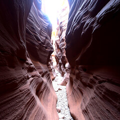 Narrow Canyon with Red Rock Walls
