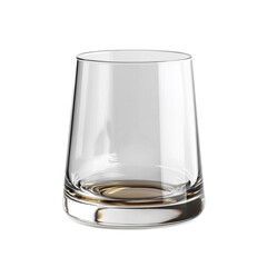 Elegant Clear Glass Tumbler with a Smooth Design for Whiskey, Juice, or Cocktail Serving on a Minimal Background
