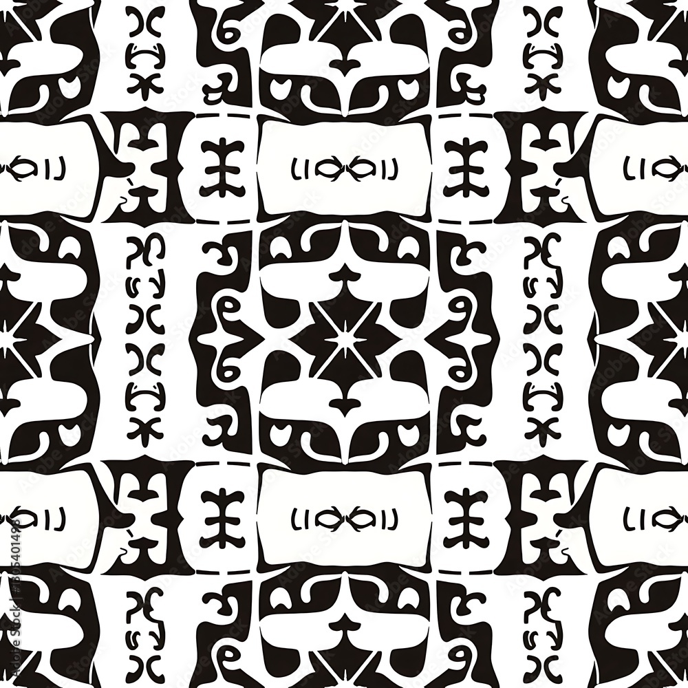 Poster monochromatic geometric pattern: a captivating seamless pattern featuring a bold, black and white ge