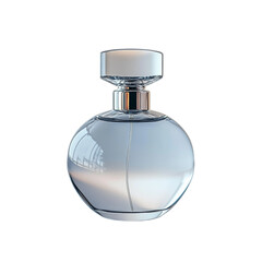 Elegant and Modern Glass Perfume Bottle with Unique Shape and Soft Light Reflection on White Background for Beauty and Fragrance Promotion