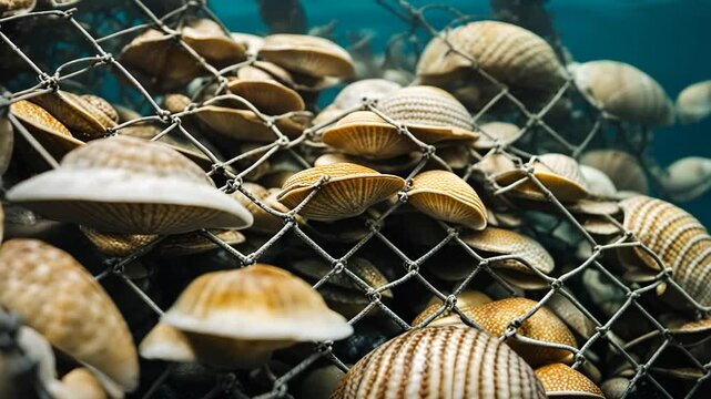 Underwater clam farm.
