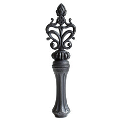 Ornate Black Iron Decorative Object with Intricate Design and Elegant Finial for Home Decor and Craft Projects