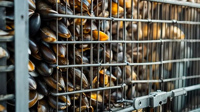 Underwater clam farm.