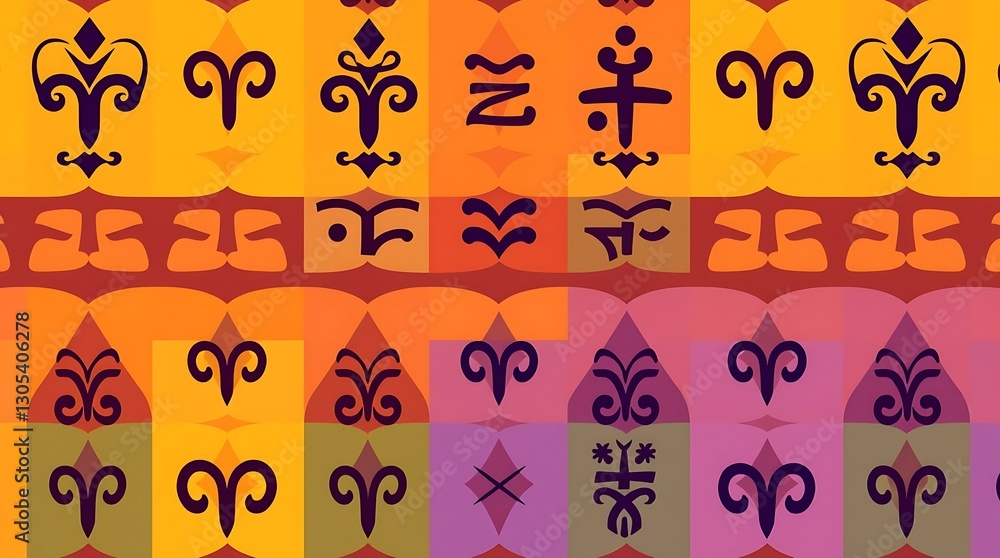 Poster ornamental pattern: a close-up view of an eye-catching ornamental pattern showcasing a repeat design